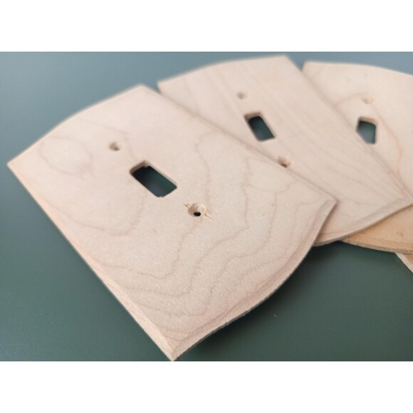 Lot Of Four (4) Raw Wood Single Light Switch Covers Large Old New Stock - Picture 5 of 10